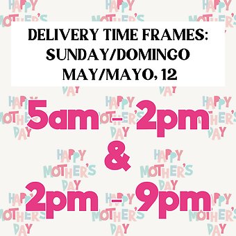 DELIVERY SUNDAY, MAY 12